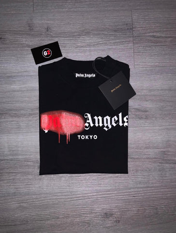 PALM ANGELS TOKYO RED PAINT SPRAY T-SHIRT